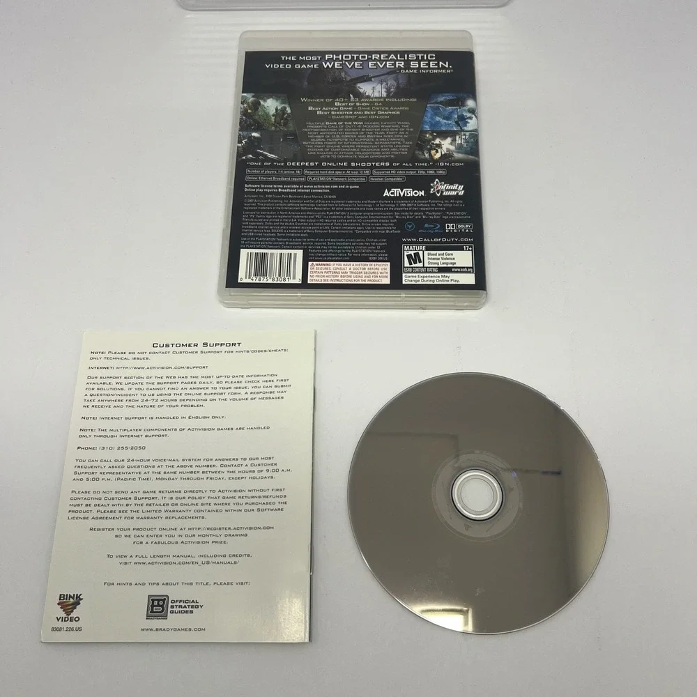 Call of Duty 4 Modern Warfare Sony PlayStation 3 PS3 Game Disc‎ Manual
